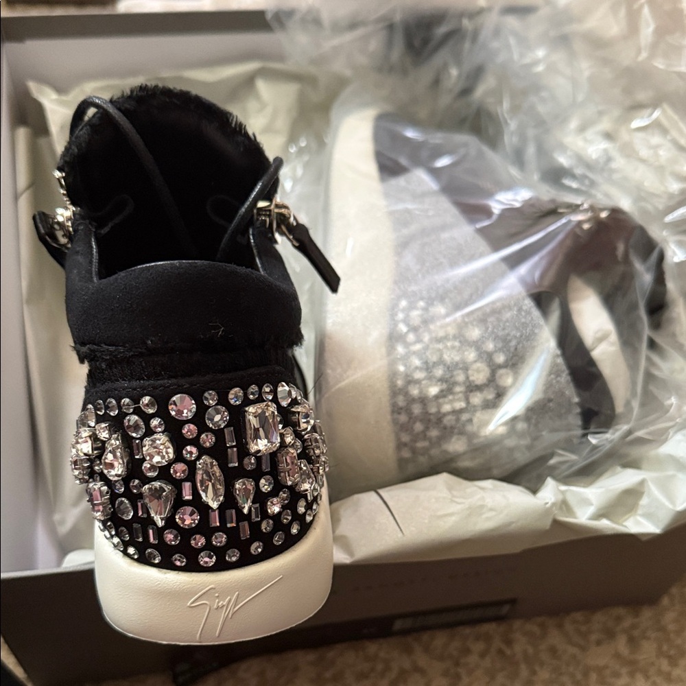 Giuseppe Zanotti Black Sneakers with Silver Accents
